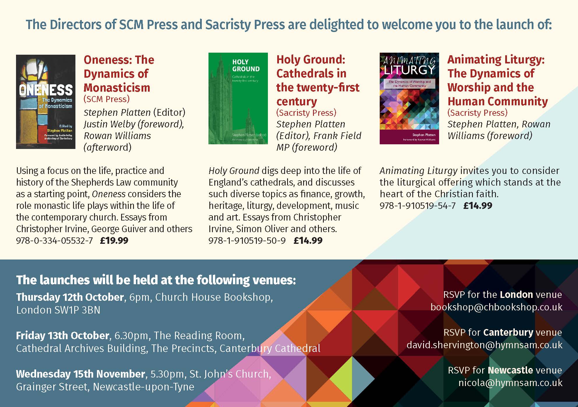 Be part of a triple book launch...