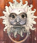 Watercolour of the Sanctuary Knocker, Durham Cathedral